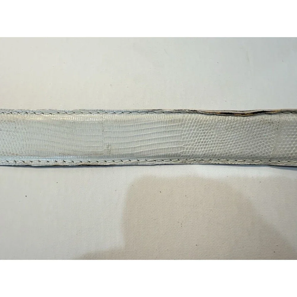 L.E.N Lifestyle White Genuine LIZARD Leather Sz 45 BELT Handcrafted USA Italy
